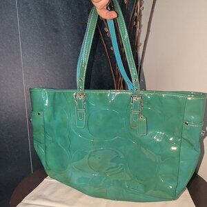 Coach - Patent Leather Turquoise tote